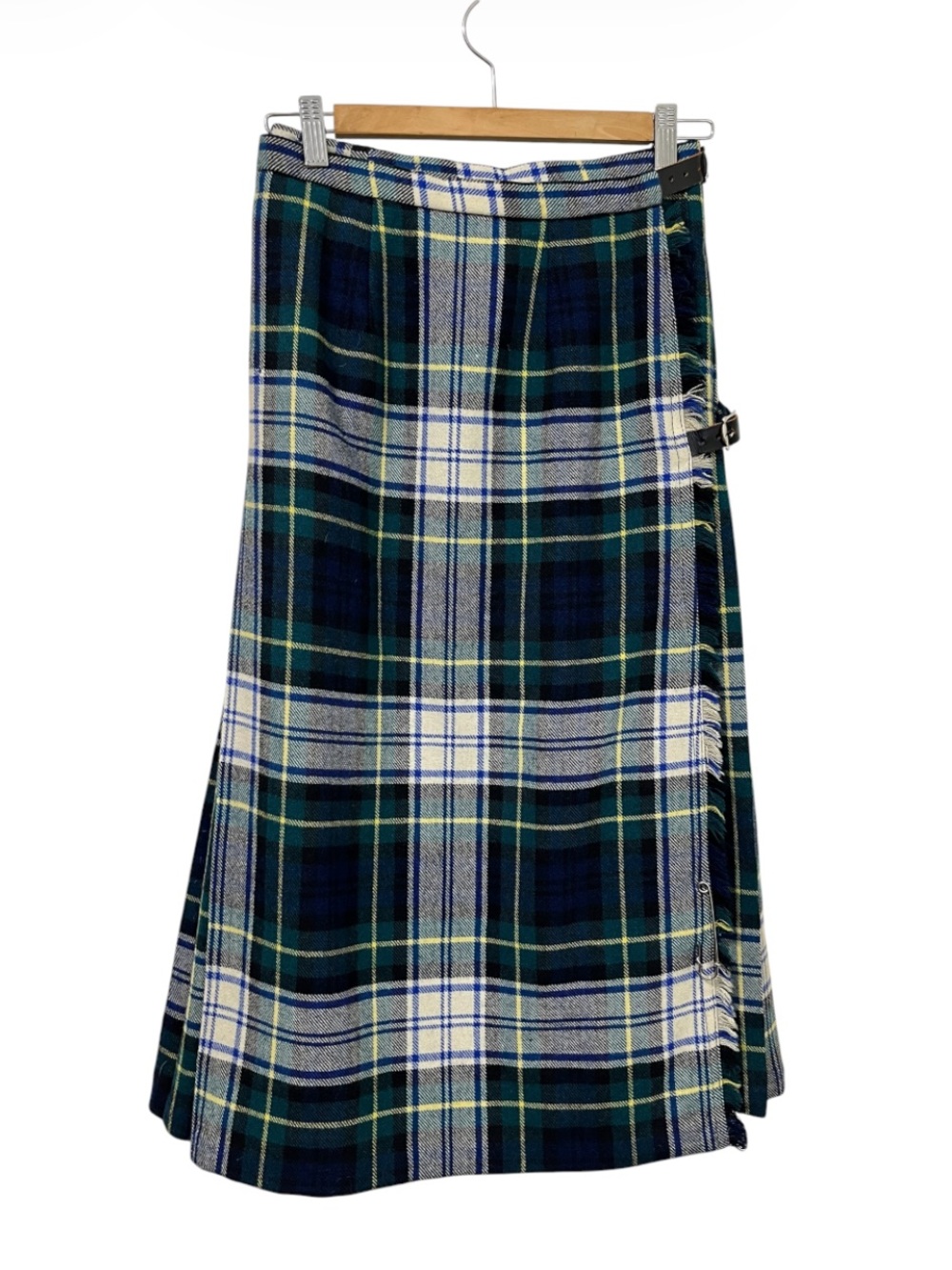 Vintage Green Plaid Tartan Wool Kilt Skirt